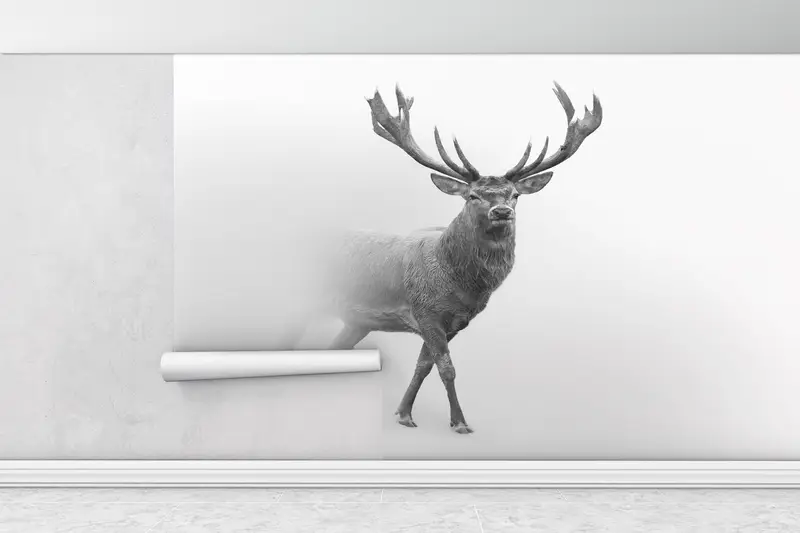 3D Wallpaper, Loft Wallpaper, Wallpaper Panels, Reindeer Mural, Animal Digital Paper, Deer Wall Paper, Wallpaper Patent, - 1