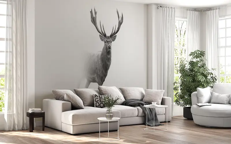 3D Wallpaper, Loft Wallpaper, Wallpaper Panels, Reindeer Mural, Animal Digital Paper, Deer Wall Paper, Wallpaper Patent, - 7