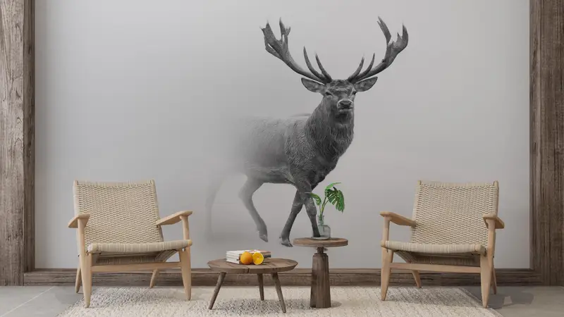 3D Wallpaper, Loft Wallpaper, Wallpaper Panels, Reindeer Mural, Animal Digital Paper, Deer Wall Paper, Wallpaper Patent, - 3