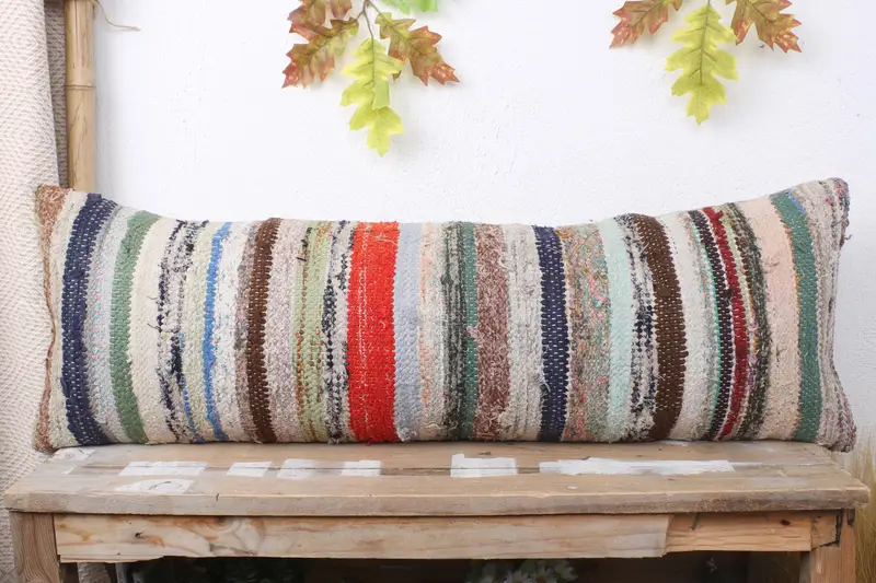 12x36 White Cushion Cover, Antique Pillows, Pillow Case, Handmade Kilim Cushion, Aztec Cushion Cover, Pastel Pillow Case, Gift Pillow - 2