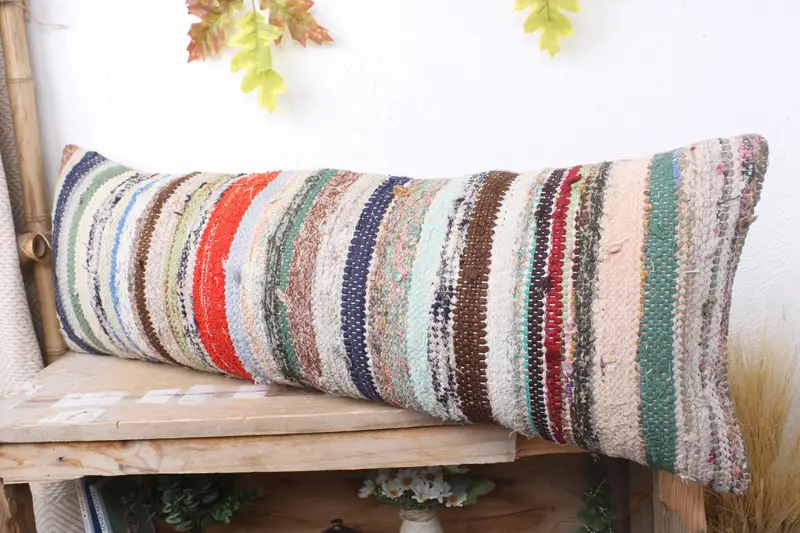 12x36 White Cushion Cover, Antique Pillows, Pillow Case, Handmade Kilim Cushion, Aztec Cushion Cover, Pastel Pillow Case, Gift Pillow - 4