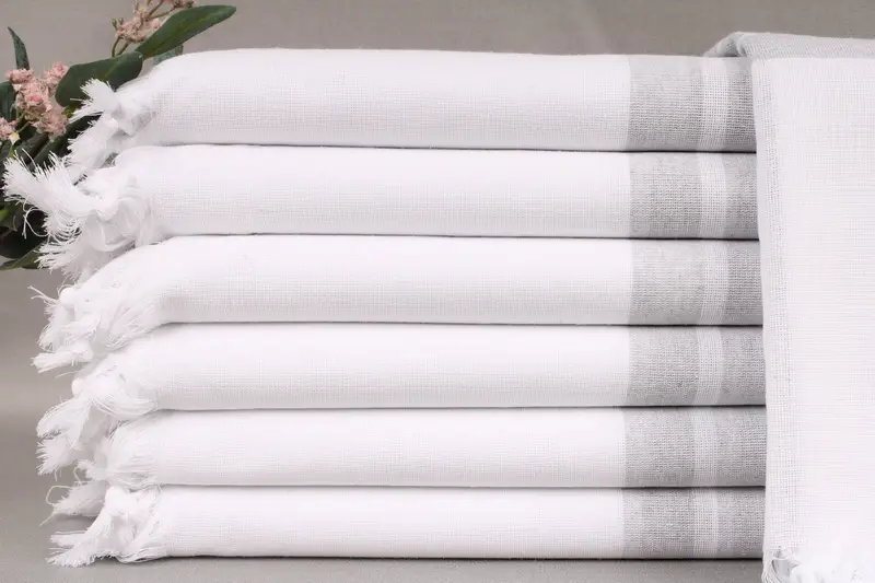 Turkish Beach Towel Personalized Light Gray Striped, 40x71 Inches