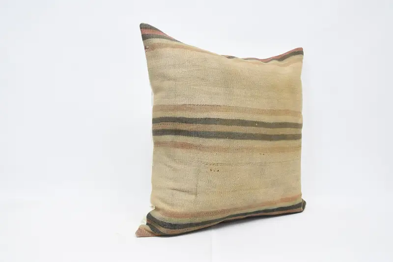 Antique Pillows, Square Throw Cushion Cover, Rustic Cushion Case, Turkish Kilim Pillow, 32x32 Beige Cushion Cover, Cushion Case, Pillow for Sofa - 3