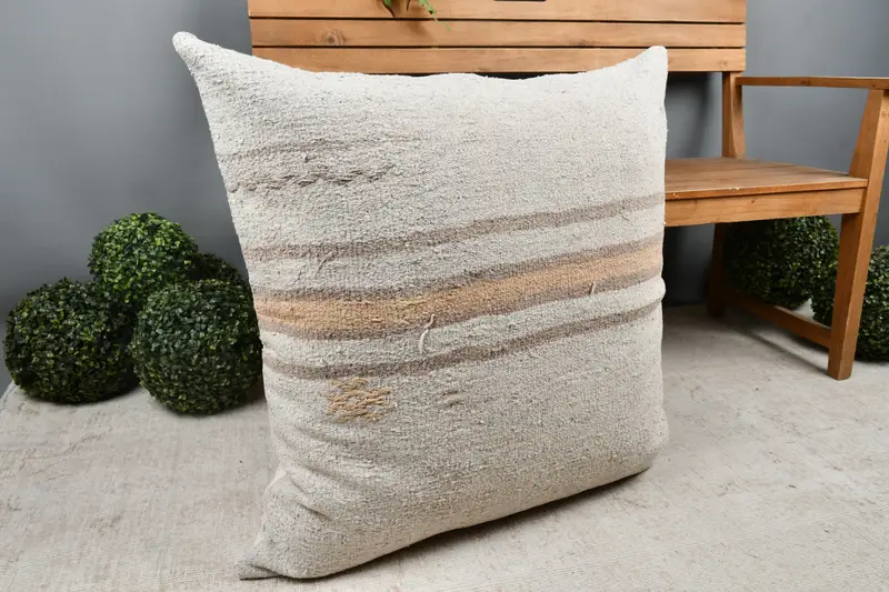 32x32 White Pillow Case, Muted Pillow Sham, Authentic Cushion Cover, Gift Pillow, Cushion, Interior Designer Pillow, Ethnical Kilim Rug Pillow - 7