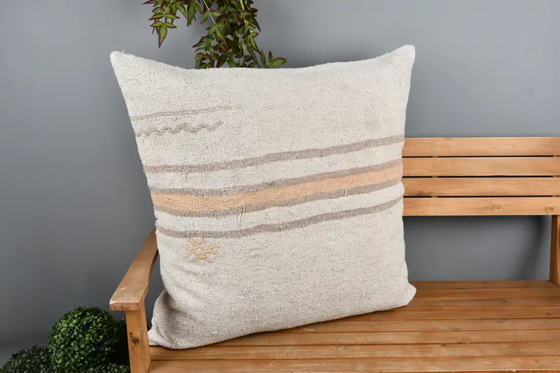 32x32 White Pillow Case, Muted Pillow Sham, Authentic Cushion Cover, Gift Pillow, Cushion, Interior Designer Pillow, Ethnical Kilim Rug Pillow - 1