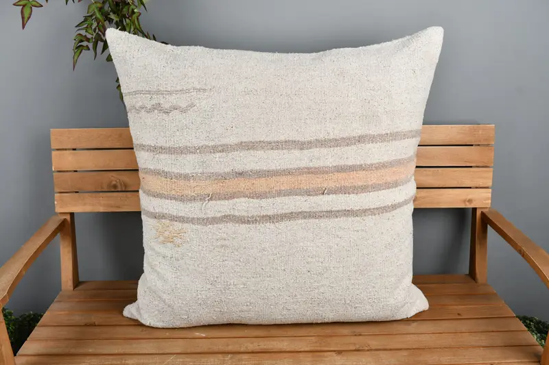 32x32 White Pillow Case, Muted Pillow Sham, Authentic Cushion Cover, Gift Pillow, Cushion, Interior Designer Pillow, Ethnical Kilim Rug Pillow - 6