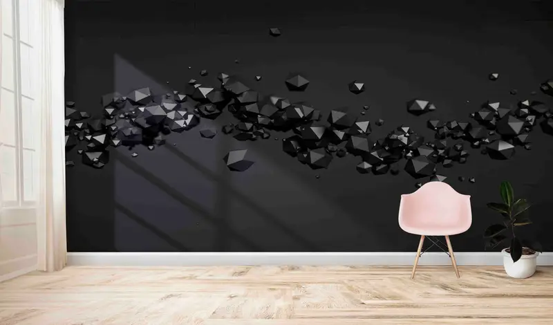 Futuristischer schwarzer 3D-Effekt, trendige bedruckte Tapete