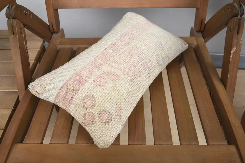 Handmade Kilim Cushion, Authentic Pillow Cover, 8x16 Beige Pillow, Pillow, Boho Pillow, Vintage Kilim Pillow, Boho Chic Pillow Case - 4