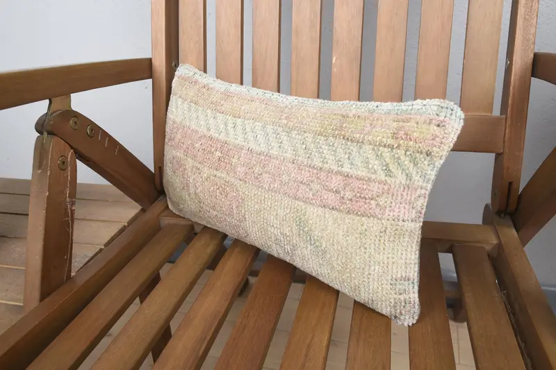 Handmade Kilim Cushion, Authentic Pillow Cover, 8x16 Beige Pillow, Pillow, Boho Pillow, Vintage Kilim Pillow, Boho Chic Pillow Case - 3