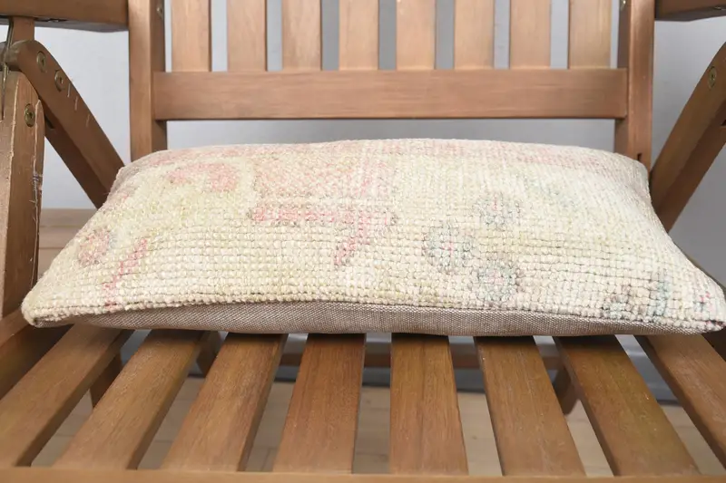 Handmade Kilim Cushion, Authentic Pillow Cover, 8x16 Beige Pillow, Pillow, Boho Pillow, Vintage Kilim Pillow, Boho Chic Pillow Case - 5