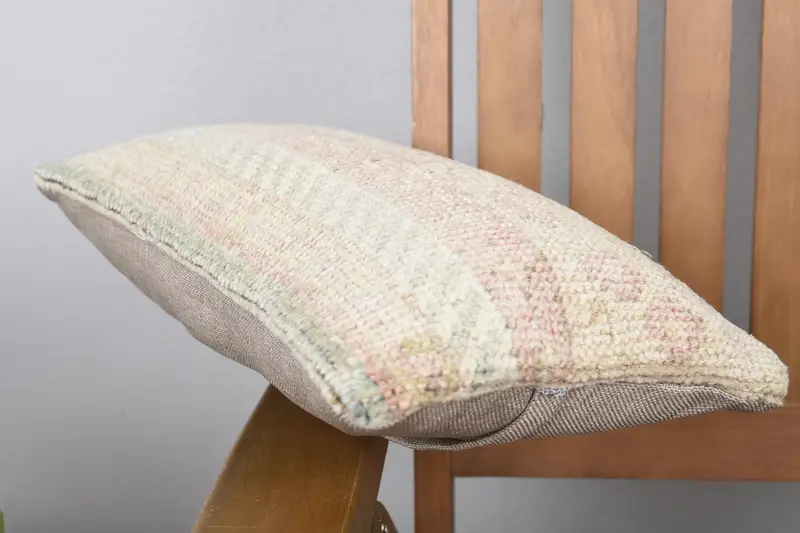 Handmade Kilim Cushion, Authentic Pillow Cover, 8x16 Beige Pillow, Pillow, Boho Pillow, Vintage Kilim Pillow, Boho Chic Pillow Case - 6