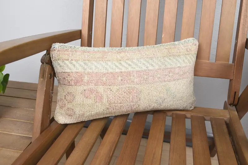 Handmade Kilim Cushion, Authentic Pillow Cover, 8x16 Beige Pillow, Pillow, Boho Pillow, Vintage Kilim Pillow, Boho Chic Pillow Case - 1