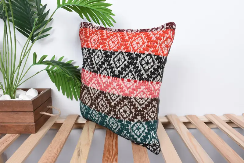 16x16 Pink Pillow Cover, Handmade Kilim Cushion, Turkish Pillow, Cushion Cover, Wool Kilim Pillow Cushion Case, Pillow for Couch - 5