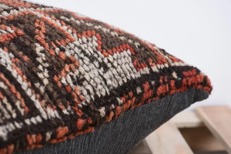 Vintage Pillow, Interior Designer Pillow, Kilim Pillow Cover, 16x16 Brown Pillow, Floor Cushion Cover, Pillow Cover, Armchair Cushion - 7