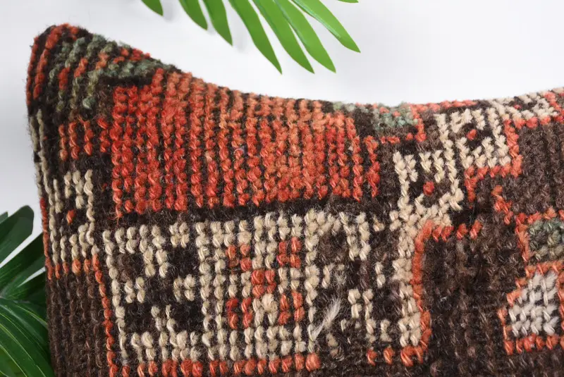 Vintage Pillow, Interior Designer Pillow, Kilim Pillow Cover, 16x16 Brown Pillow, Floor Cushion Cover, Pillow Cover, Armchair Cushion - 2