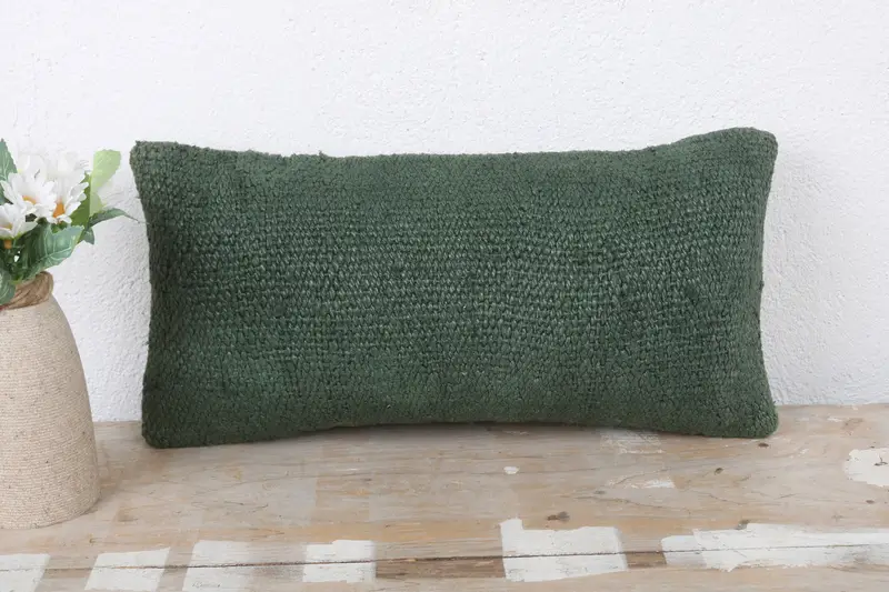 Pillow for Couch, Outdoor Pillow Case, Pillow Cover, Custom Cushion, Kilim Cushion Sham, 8x16 Green Cushion Cover, Pillow for Sofa - 2
