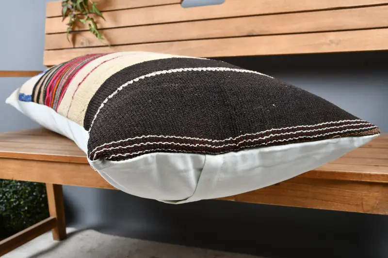 Pillow Sham, Throw Kilim Pillow, 16x48 Beige Pillow Case, Ethnical Kilim Rug Pillow, Handmade Kilim Cushion, Cozy Throw Pillow Cover - 3