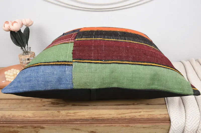28x28 Green Cushion, Outdoor Bolster Pillow Case, Outdoor Throw Pillow, Kilim Pillow Cover, Kilim Pillow, Antique Pillows, Cushion Cover - 5