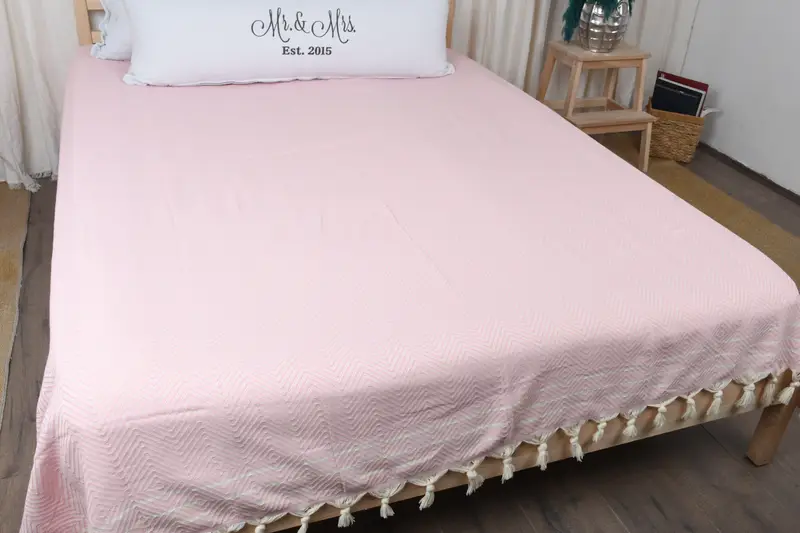 Bridesmaid Gifts, Woven Throw Blanket, Wedding Anniversary Gift, Monogram Beach Blanket, Wedding Favors, 96x70 Cotton Diamond Towel, Bachelor Gifts - 7