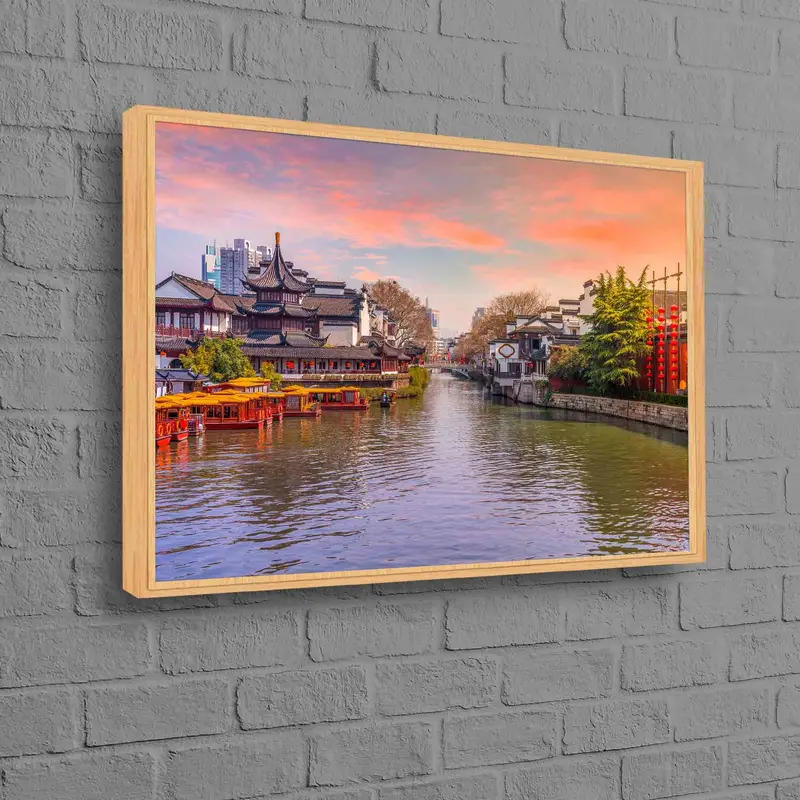 Paisaje urbano del río Qinhuai: arte en lienzo impreso para amantes de la naturaleza