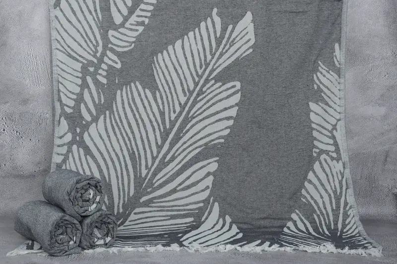 Turkish Beach Towel Personalized Navy Floral Patterned, 40x71 Inches