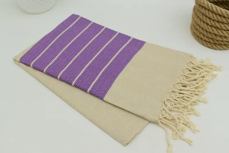 Personalized Wedding Gift, Bachelorette Party Favor, Embroidered Towel, Turkish bath towel for spa, Best Friend Gift, 68x40 Linen Zig zag Towel - 3