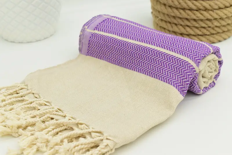 Personalized Wedding Gift, Bachelorette Party Favor, Embroidered Towel, Turkish bath towel for spa, Best Friend Gift, 68x40 Linen Zig zag Towel - 6