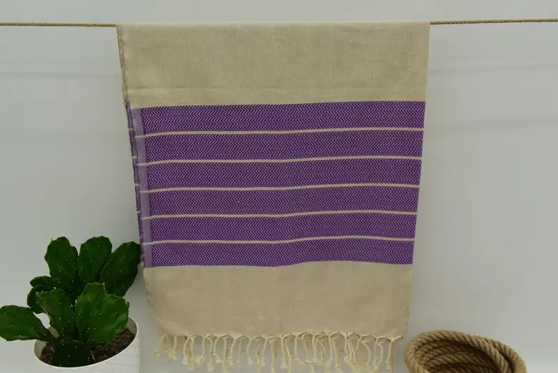 Personalized Wedding Gift, Bachelorette Party Favor, Embroidered Towel, Turkish bath towel for spa, Best Friend Gift, 68x40 Linen Zig zag Towel - 7