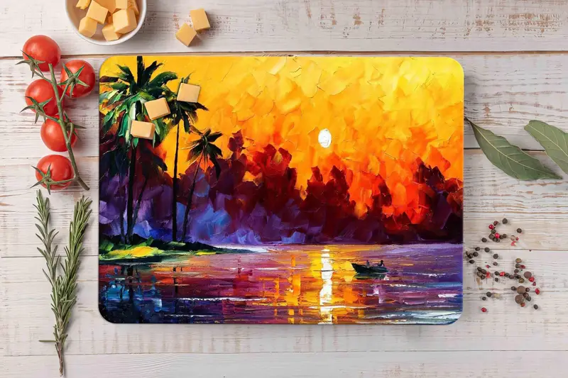 キッチン用強化デザインの海景ガラスまな板