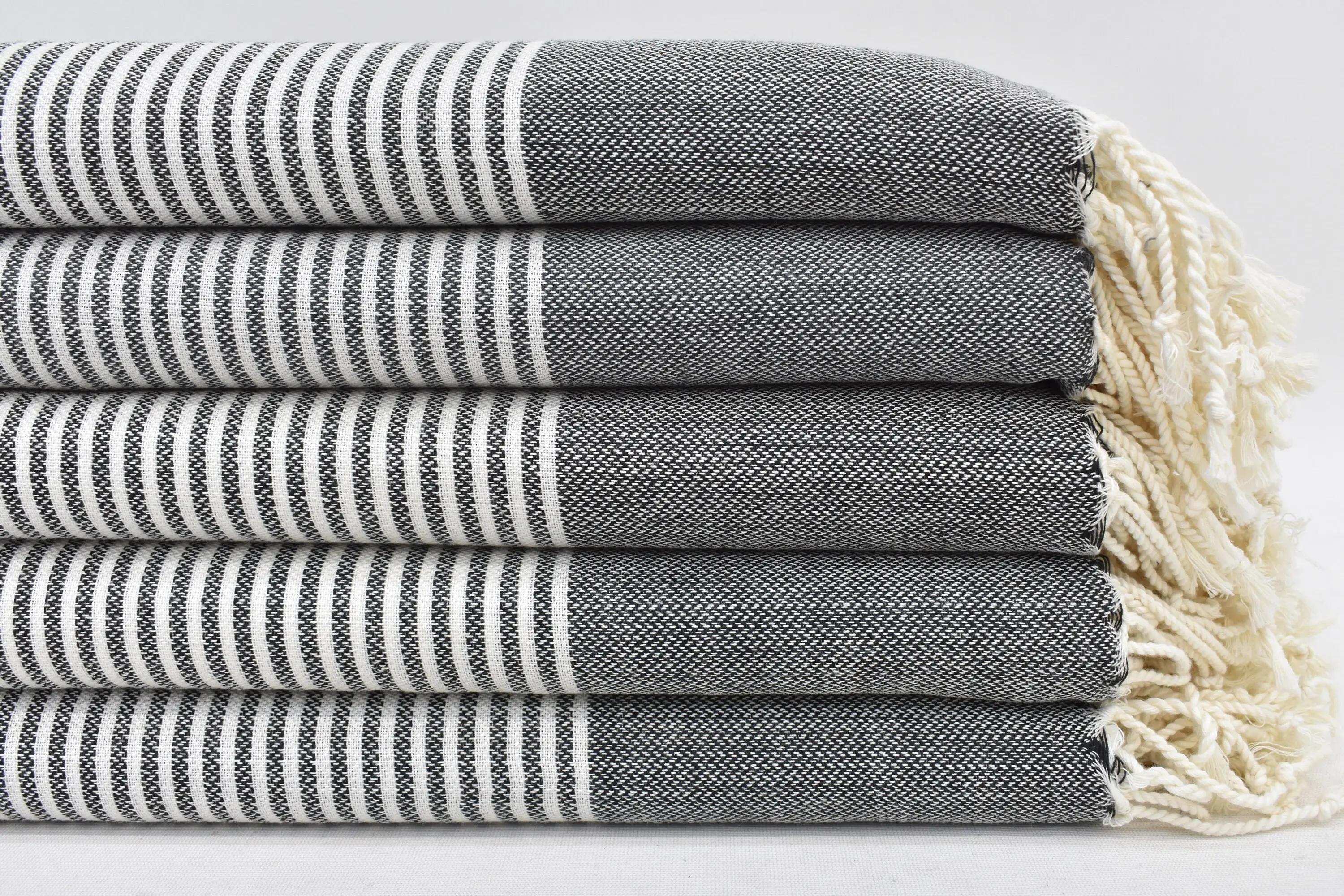 Black Striped Bath Towel Organic Cotton, 70x40 Inches, Personalized - 1