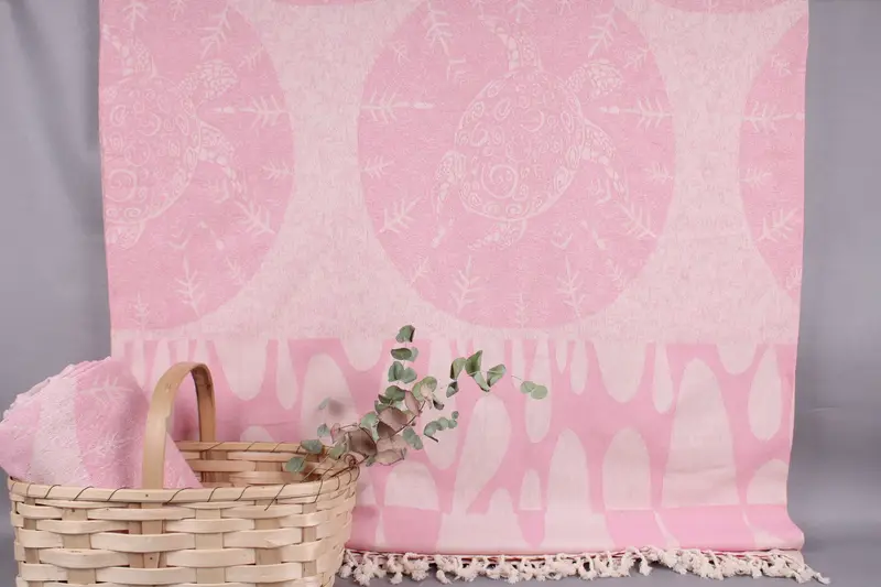 Sofa Blanket Pink Animal Print Turkish Throw, 79x99 Inches