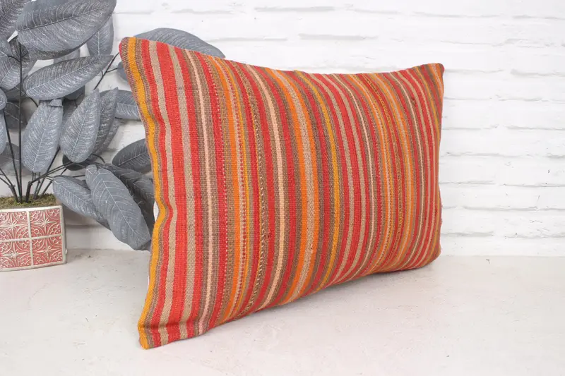 16x24 Red Cushion Case, Ethnic Cushion Cover, Pillow Sham, Vintage Kilim Pillow, Kilim Pillow, Decorative Bolster Cushion, Boho Pillow Sham Cover - 3