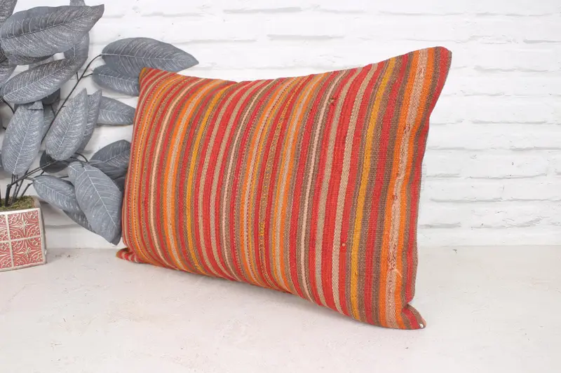 16x24 Red Cushion Case, Ethnic Cushion Cover, Pillow Sham, Vintage Kilim Pillow, Kilim Pillow, Decorative Bolster Cushion, Boho Pillow Sham Cover - 4