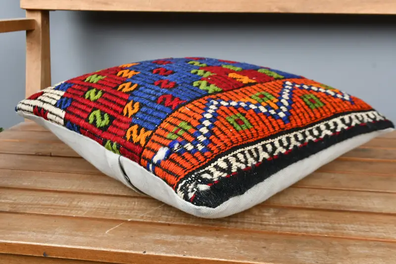 16x16 Red Pillow Cover, Bed Pillow Sham, Cozy Throw Cushion Cover, Pillow for Sofa, Pillow Sham, Turkish Pillow, Kilim Pillow, Handmade Pillow Cover - 3