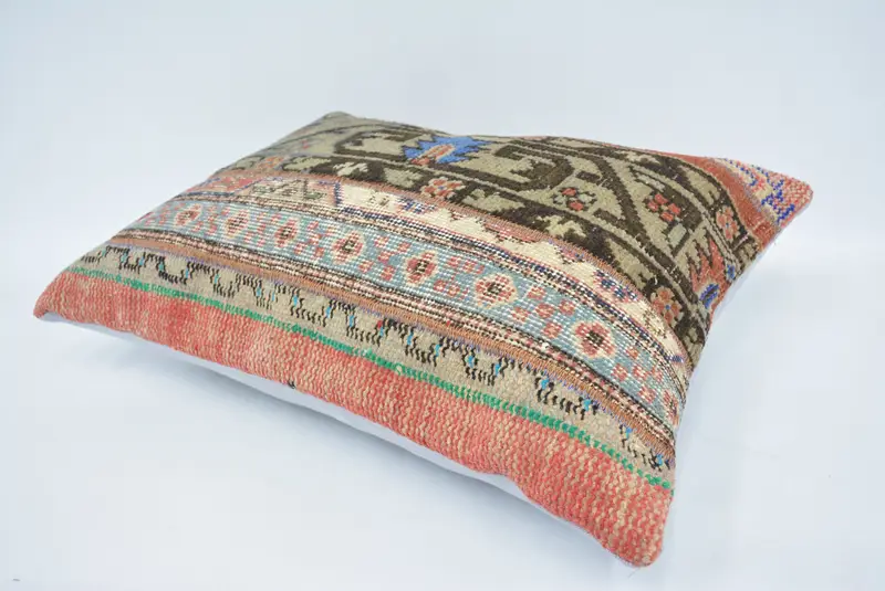 Pillow Case, Boho Pillow, Square Throw Pillow Sham, 20x28 Brown Cushion, Vintage Pillow, One Of A Kind Pillow Sham, Pillow for Sofa - 6
