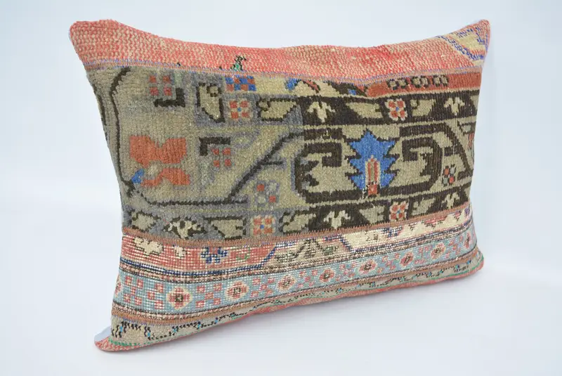 Pillow Case, Boho Pillow, Square Throw Pillow Sham, 20x28 Brown Cushion, Vintage Pillow, One Of A Kind Pillow Sham, Pillow for Sofa - 3