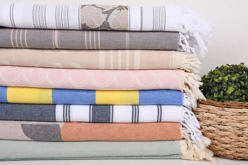 Peshtemal Towel, Gift For Boyfriend, Unique Wedding Gift, Organic Turkish towel, Turkish Towel Set, 70x40 Cotton Set of 8 Towel, Luxury towel - 2