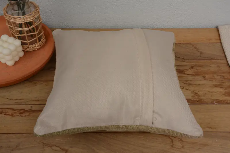 Kilim Cushion Sham, Pillow Cover, Pillow for Sofa, Authentic Pillow Sham, Hippie Throw Cushion, 14x14 Beige Pillow Cover, Vintage Kilim Pillow - 6