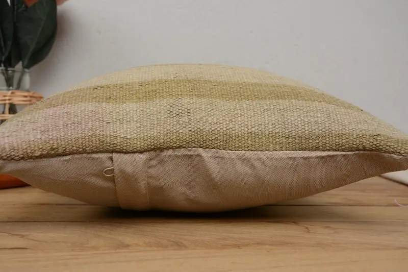 Kilim Cushion Sham, Pillow Cover, Pillow for Sofa, Authentic Pillow Sham, Hippie Throw Cushion, 14x14 Beige Pillow Cover, Vintage Kilim Pillow - 5