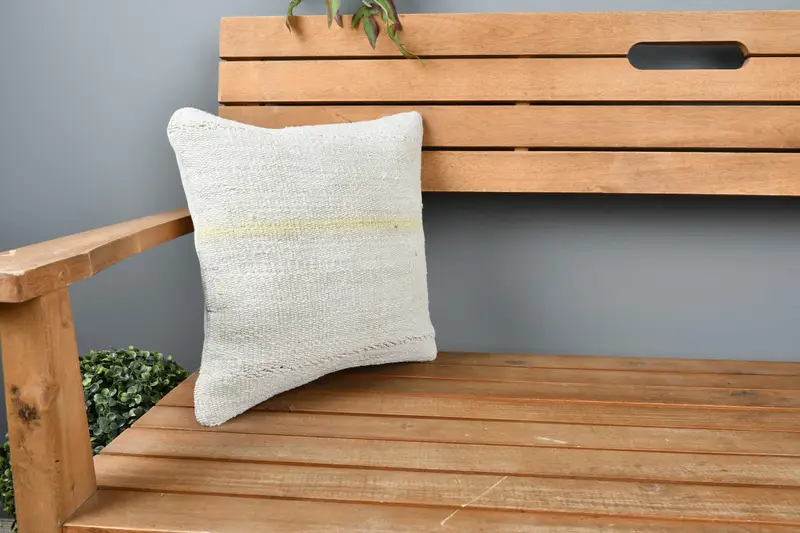 Handmade Kilim Cushion, Art Deco Cushion Case, Pillow Sham, Turkish Kilim Pillow, 14x14 White Cushion Case, Throw Kilim Pillow - 1