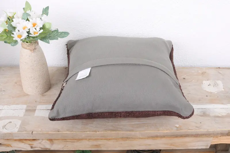 Cushion Cover, Vintage Kilim Pillow, 12x12 Brown Pillow Cover, Nautical Throw Pillow Sham, Antique Pillows, Vintage Throw Pillow, Kilim Cushion Sham - 7