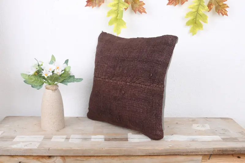Cushion Cover, Vintage Kilim Pillow, 12x12 Brown Pillow Cover, Nautical Throw Pillow Sham, Antique Pillows, Vintage Throw Pillow, Kilim Cushion Sham - 4