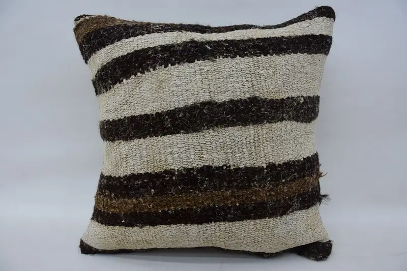 Kilim Cushion Sham, Tribal Pillow Sham, Pillow Cover, Boho Pillow, 16x16 White Pillow Cover, Vintage Pillow, Outdoor Bolster Pillow Case - 4