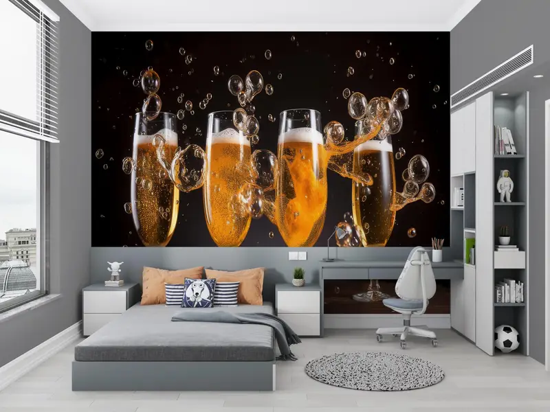 Papercraft 3D, Bier -Tapepapier, Papierhandwerk, Pub -Papierhandwerk, moderne Papierkunst, Champagner Wandmalerei, geschichtete Papierkunst, Papierwandkunst, - 6