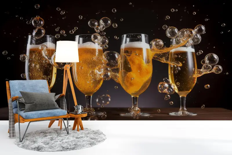 Papercraft 3D, Bier -Tapepapier, Papierhandwerk, Pub -Papierhandwerk, moderne Papierkunst, Champagner Wandmalerei, geschichtete Papierkunst, Papierwandkunst, - 3