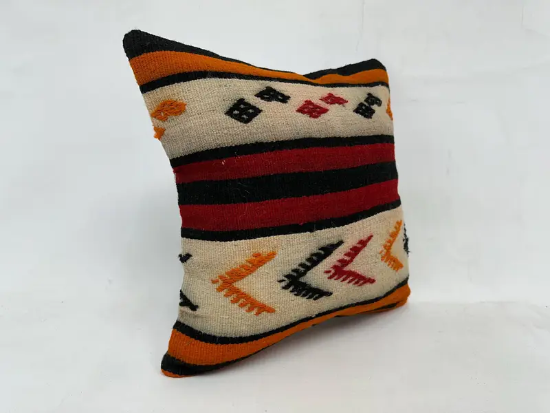Pillow Case, Kilim Cushion Sham, Nomadic Pillow, 20x20 Red Pillow Sham, Vintage Pillow Case, Vintage Kilim Pillow, Turkish Kilim Pillow - 3
