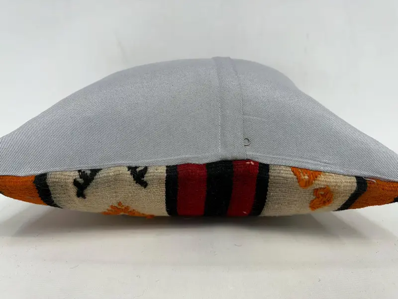 Pillow Case, Kilim Cushion Sham, Nomadic Pillow, 20x20 Red Pillow Sham, Vintage Pillow Case, Vintage Kilim Pillow, Turkish Kilim Pillow - 7
