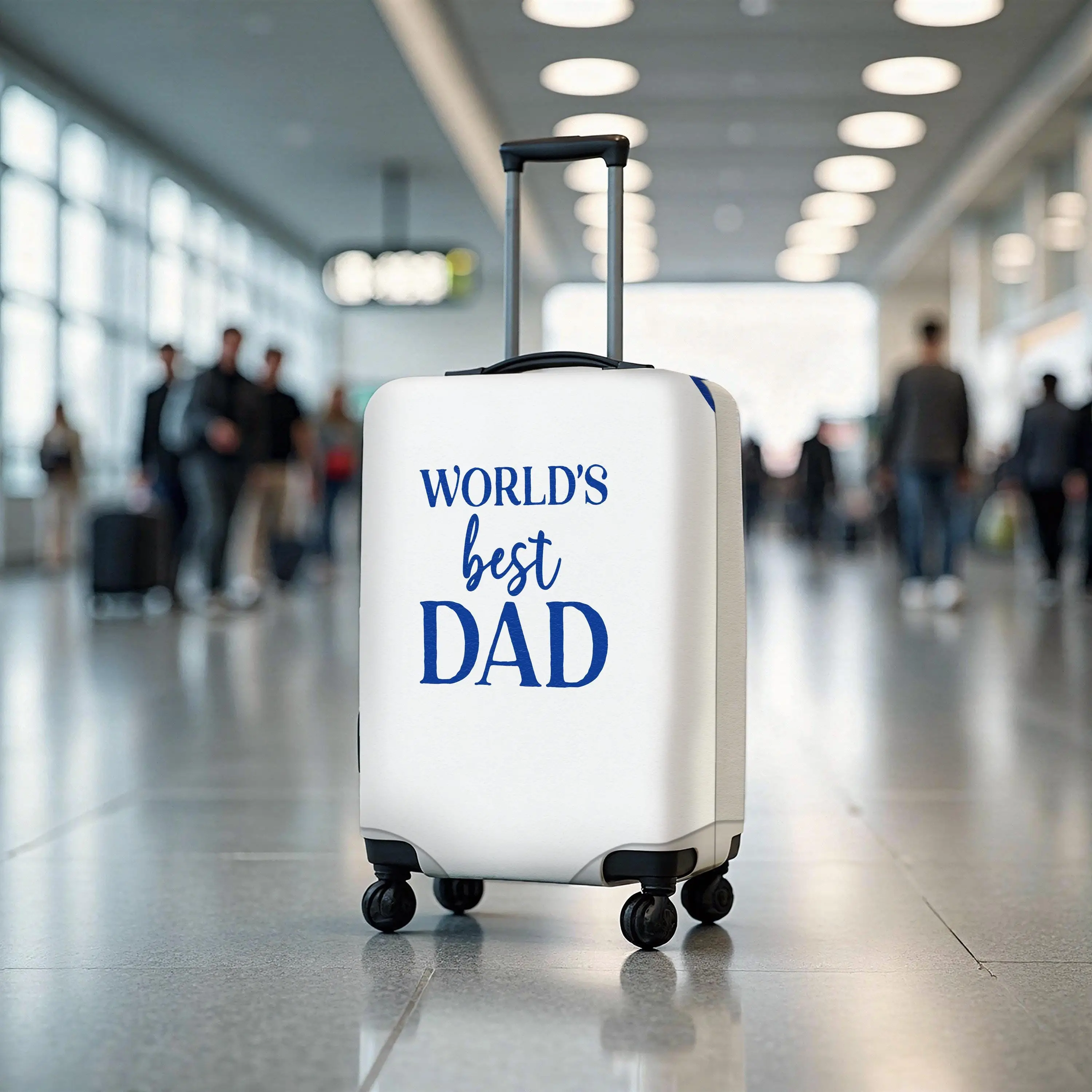 Blue Text Luggage Cover, Custom Suitcase Protector for Travel, Father Gift - 1