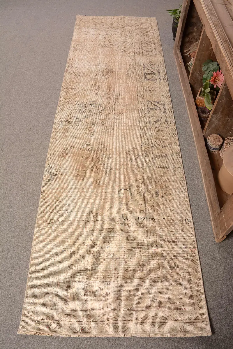 Beige, Brown Polka Dot Rug, 2,8x9,4 ft