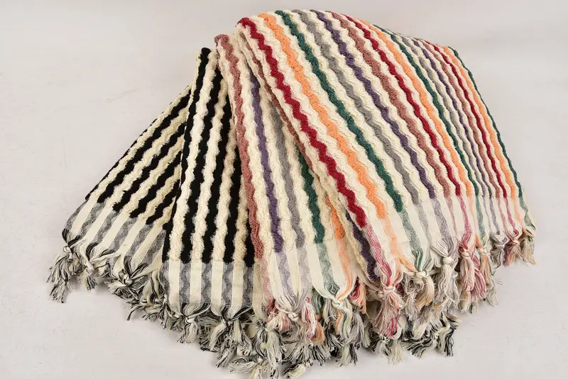 Custom Gift, Thin towel, Personalized Gift For Her, Turkish bath towel for spa, 70x40 Cotton Pom Pom Zigzag Design Towel, Quick-Dry Beach Towel - 4